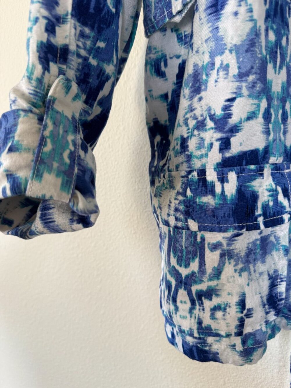 Ruby Rd Blue Linen Blend Coastal Lightweight Jacket Size 14 -Spring-Summer Layer - Picture 6 of 11